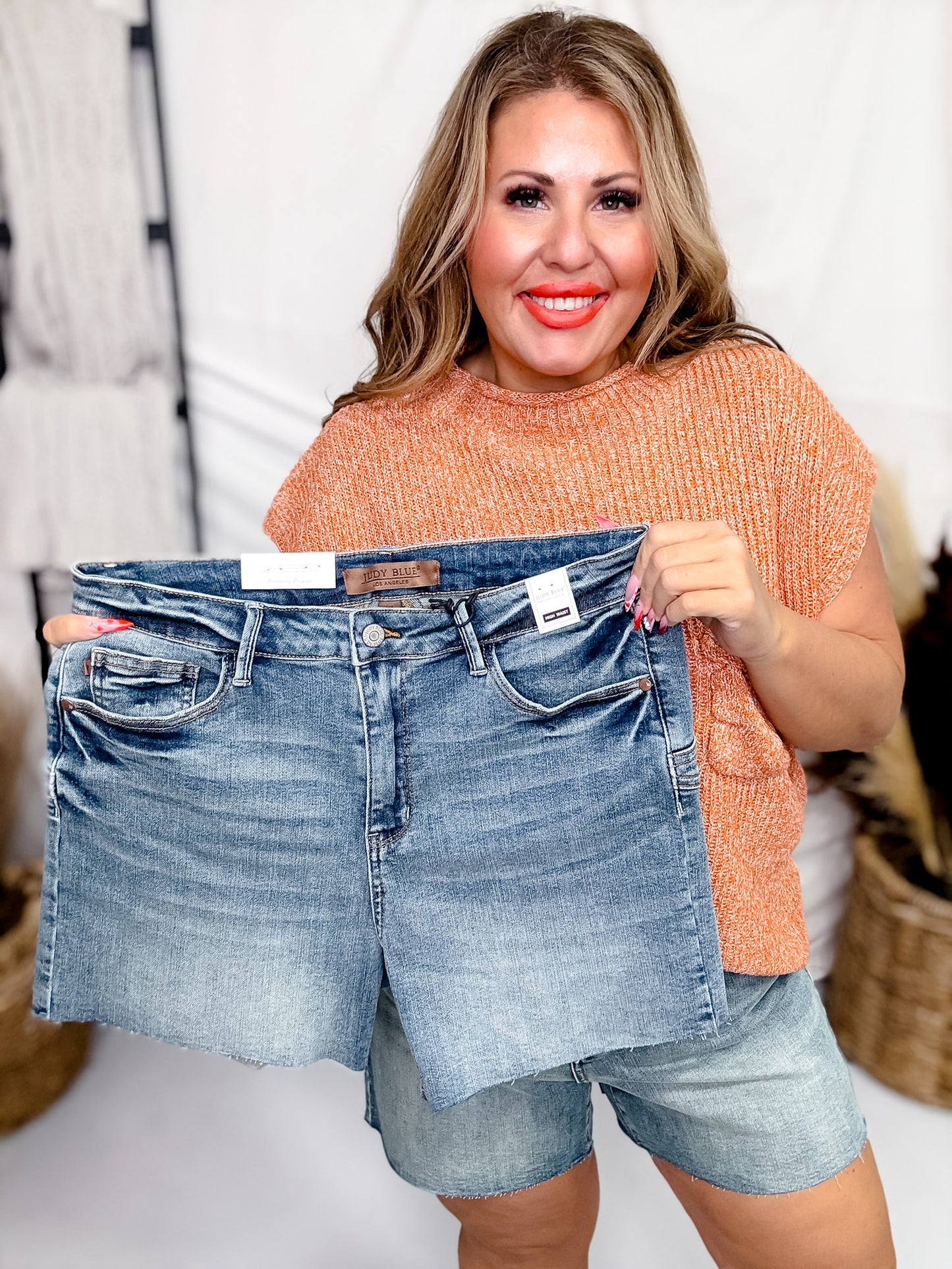 Judy Blue High-Rise Star Seam Detailed Denim Shorts