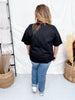 Crewneck Denim Pocket Black Tunic Top