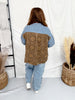 Denim Long Sleeve Button Up Top W/ Aztec Print Back