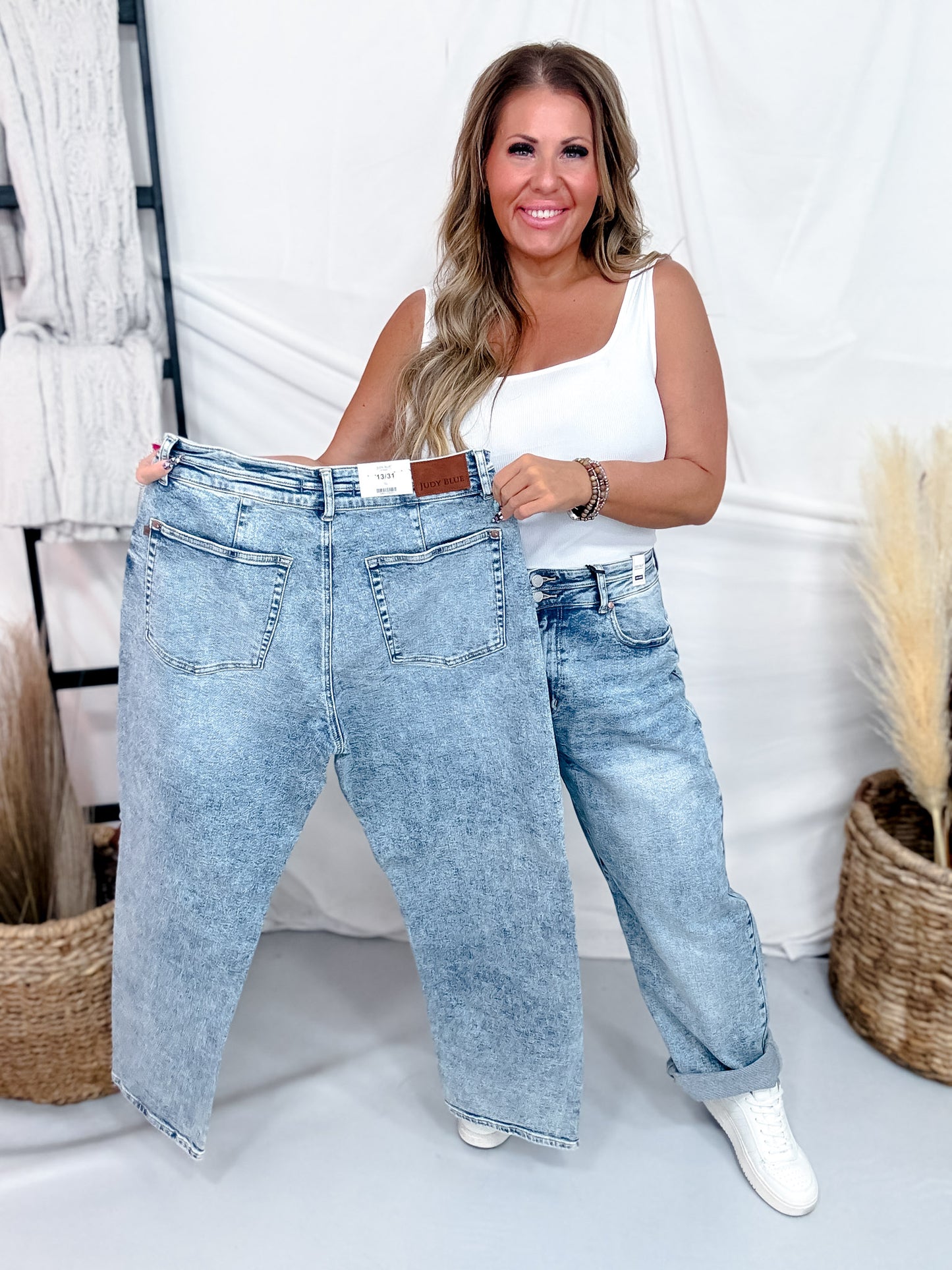 Judy Blue High Waist Arc Leg Jeans W/ Double Waistband