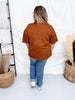 Crewneck Denim Pocket Brown Tunic Top