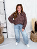 Long Sleeve Deep Brown Floral Blouse