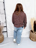Long Sleeve Deep Brown Floral Blouse
