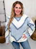 Long Sleeve Top With Chevron Lace Panels & Scalloped Eyelet Details
