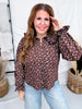 Long Sleeve Deep Brown Floral Blouse