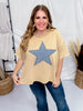 Khaki Short Sleeve Top with Denim Star Patch