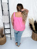 Pink Poplin 3D Flower Strapless Top
