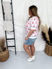 Cherry Argyle Patterned Short Sleeve Sweater