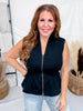 Black Sleeveless Zipper Front Peplum Top