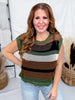 Color Block Cap Sleeve Open Knit Sleeveless Top
