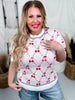 Cherry Argyle Patterned Short Sleeve Sweater