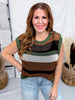 Color Block Cap Sleeve Open Knit Sleeveless Top