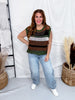 Color Block Cap Sleeve Open Knit Sleeveless Top