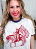 Scribble Cowboy Graphic Tee with Navy Borders