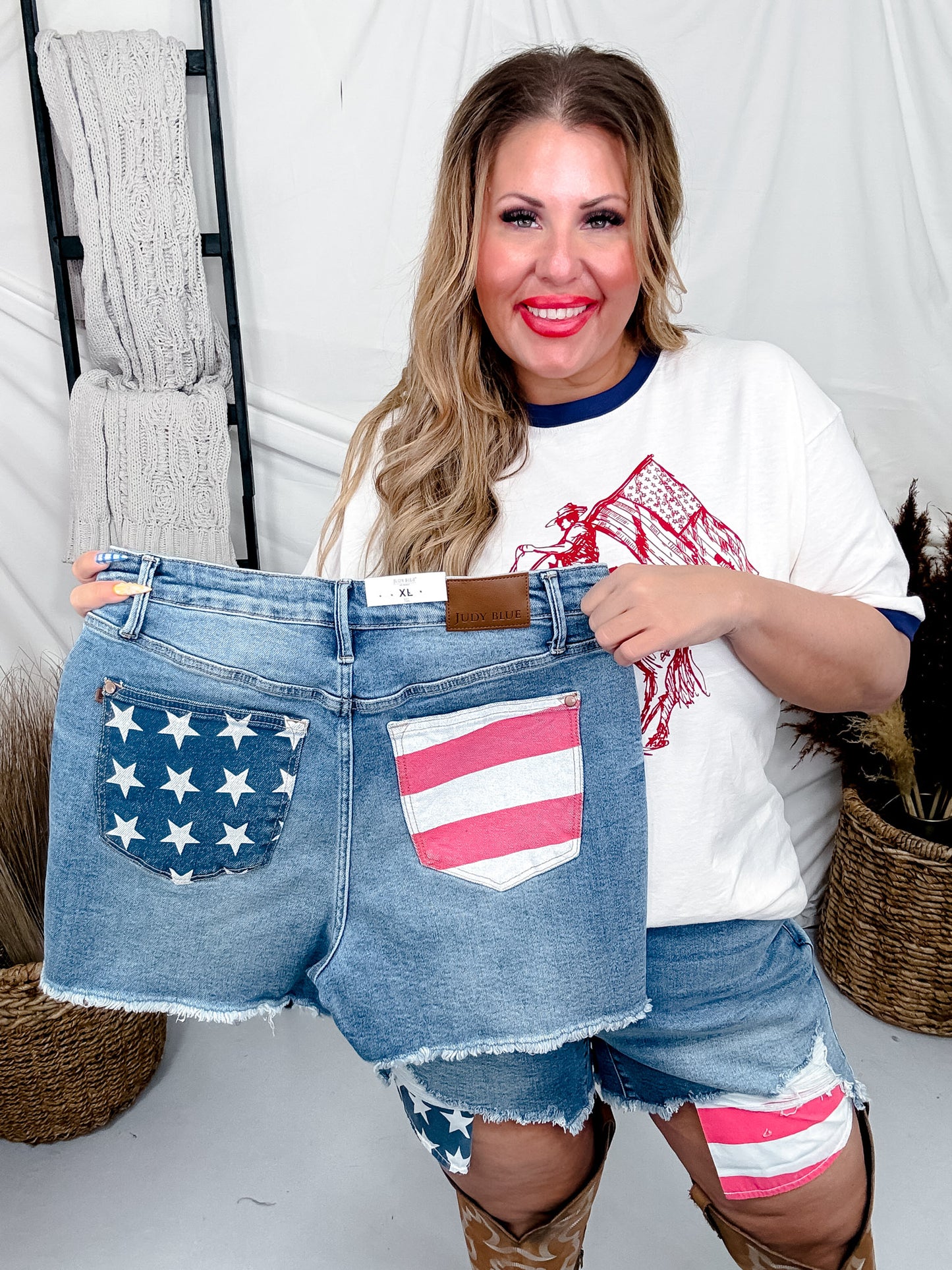 Judy Blue High-Waist Pocket American Flag Print Shorts