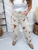 Floral Embroidered Grey Jeans