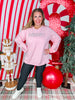 Pink Sweatshirt With "Merry" Pearl Front