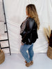 Faux Leather & Leopard Open Blazer