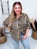 Leopard Print Oversized Short Sleeve Button Down Top