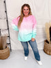 Pink And Mint Ombre Corded Crew Neck Sweatshirt