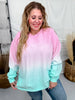 Pink And Mint Ombre Corded Crew Neck Sweatshirt