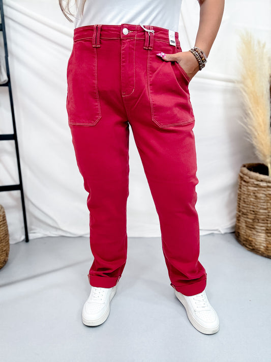 Judy Blue High Waist Vintage Red Aurora Weekender Jeans