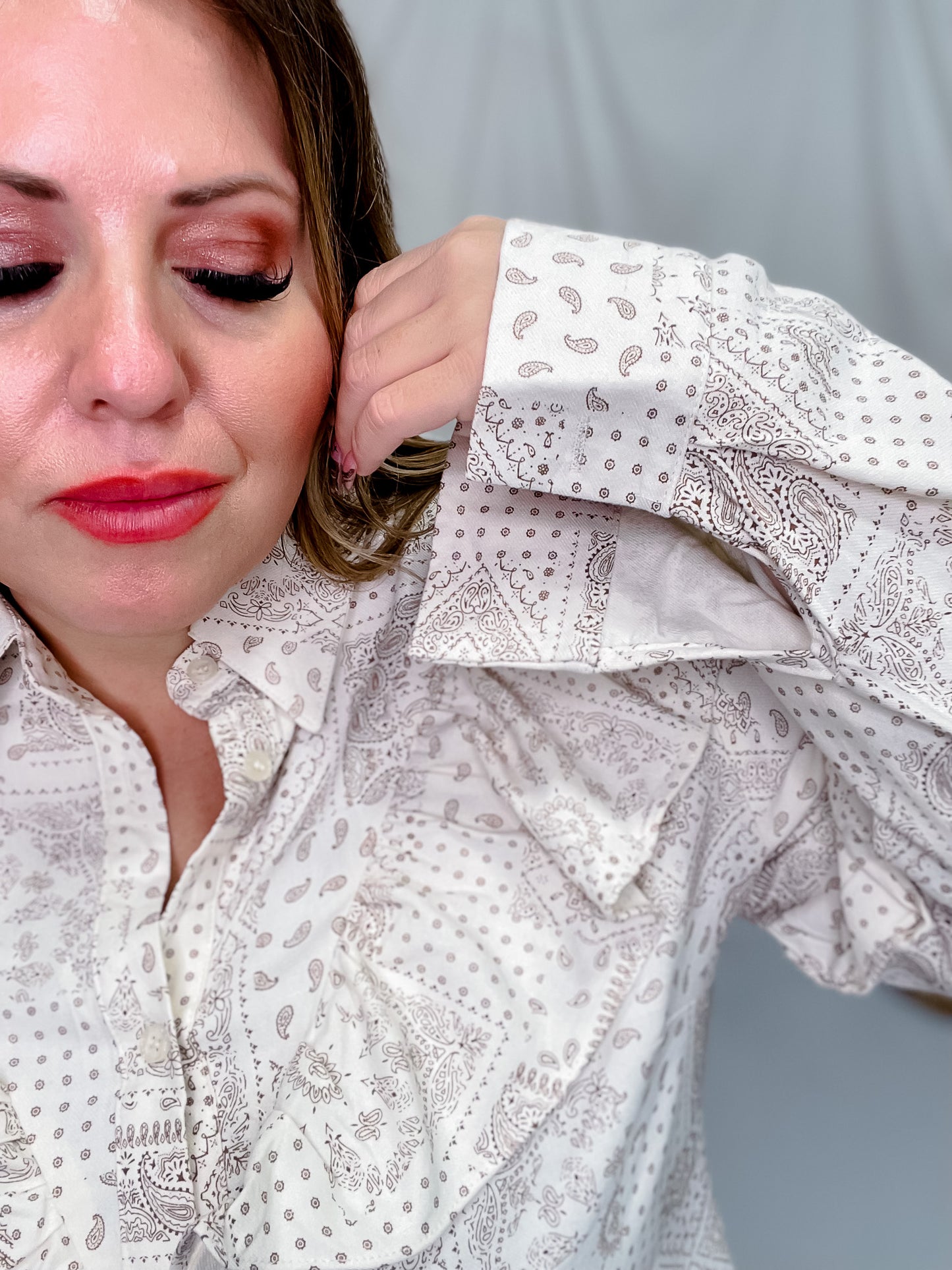 Bandana Print Ruffled Blouse