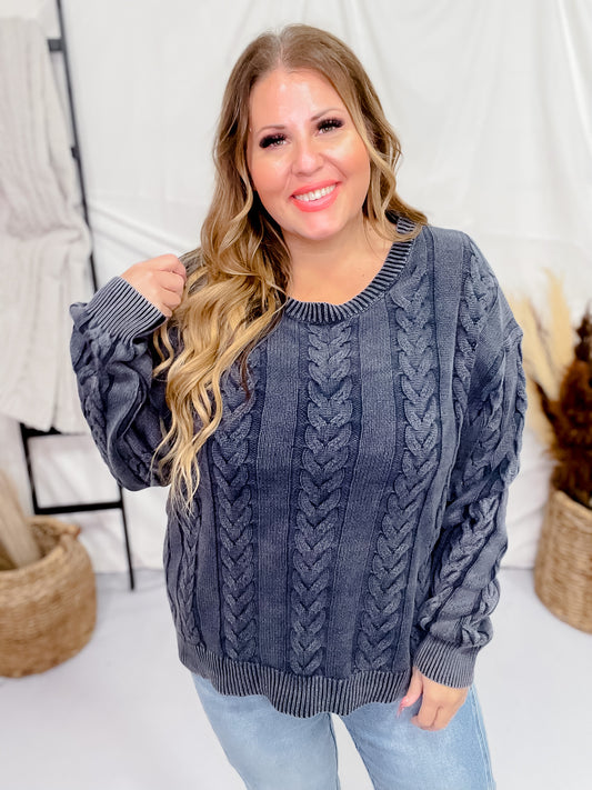 Navy Cable Knit Sweater