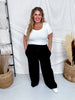 Soft Ribbed Thermal Wide Leg Black Pants