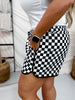 Regular Length Round the Track Black and White Checkered Shorts