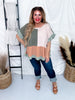Short Sleeve Patchwork Sweater with Ruffle Detailing