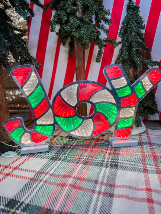 Candy Cane Stripped Joy Ekkolight Christmas Sign