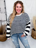 Navy And White Striped Pullover Sweater