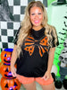 Halloween Bow Sequin Puff Sleeve Top