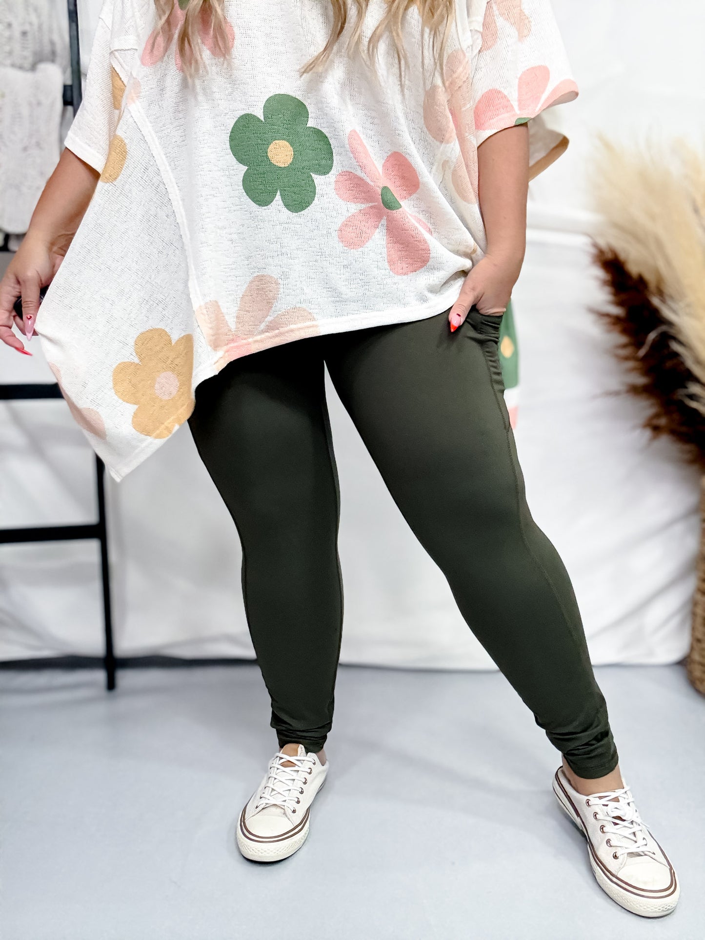 Olive Green Butter Soft Leggings with Pockets