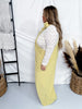 Checkered Yellow Jaquard Jumpsuit with Bow Sleeves