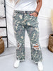 Cropped High Rise Distressed Camo Kreek Jeans