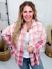 Dip Dyed Pink Plaid Button Front Long Sleeve Flannel