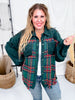 Mixed Plaid And Corduroy Shacket With Frayed Hems