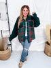 Mixed Plaid And Corduroy Shacket With Frayed Hems
