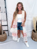 Pink & Cream Waffle Knit Lace Tiered Vest Duster Jacket