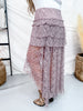 Dusty Lavender Lace Tiered Maxi Skirt