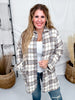 Cream And Sky Blue Plaid Flannel Shacket
