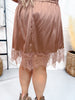 My Lace Skirt With Lace Trim In Chocolate Brown