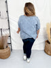 Dolman Sleeve Denim Top With Floral Embroidery