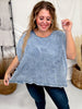 Dolman Sleeve Denim Top With Floral Embroidery