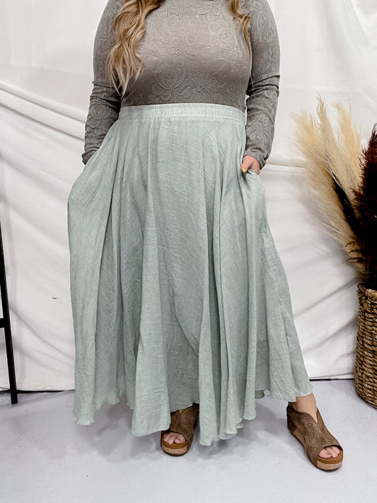 Sage Maxi Skirt W/ Side Pockets