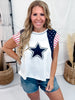 4th Of July Mixed Print Top With Star Applique