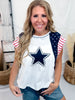 4th Of July Mixed Print Top With Star Applique