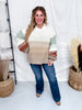 Puff Sleeve Cream Sweater With Rust & Sage Stripes